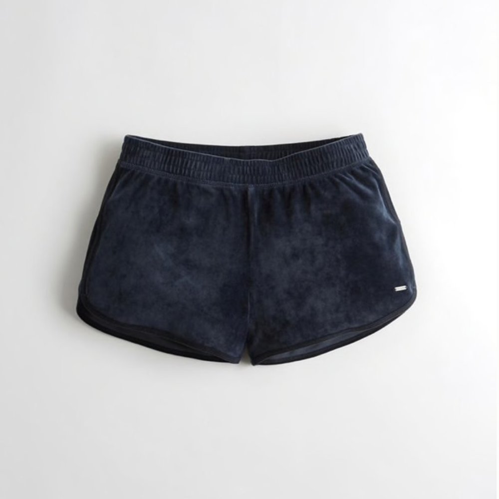 High-Rise Velvet Curved Hem Shorts